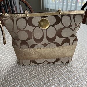 Coach Signature Gold Stripe Tote